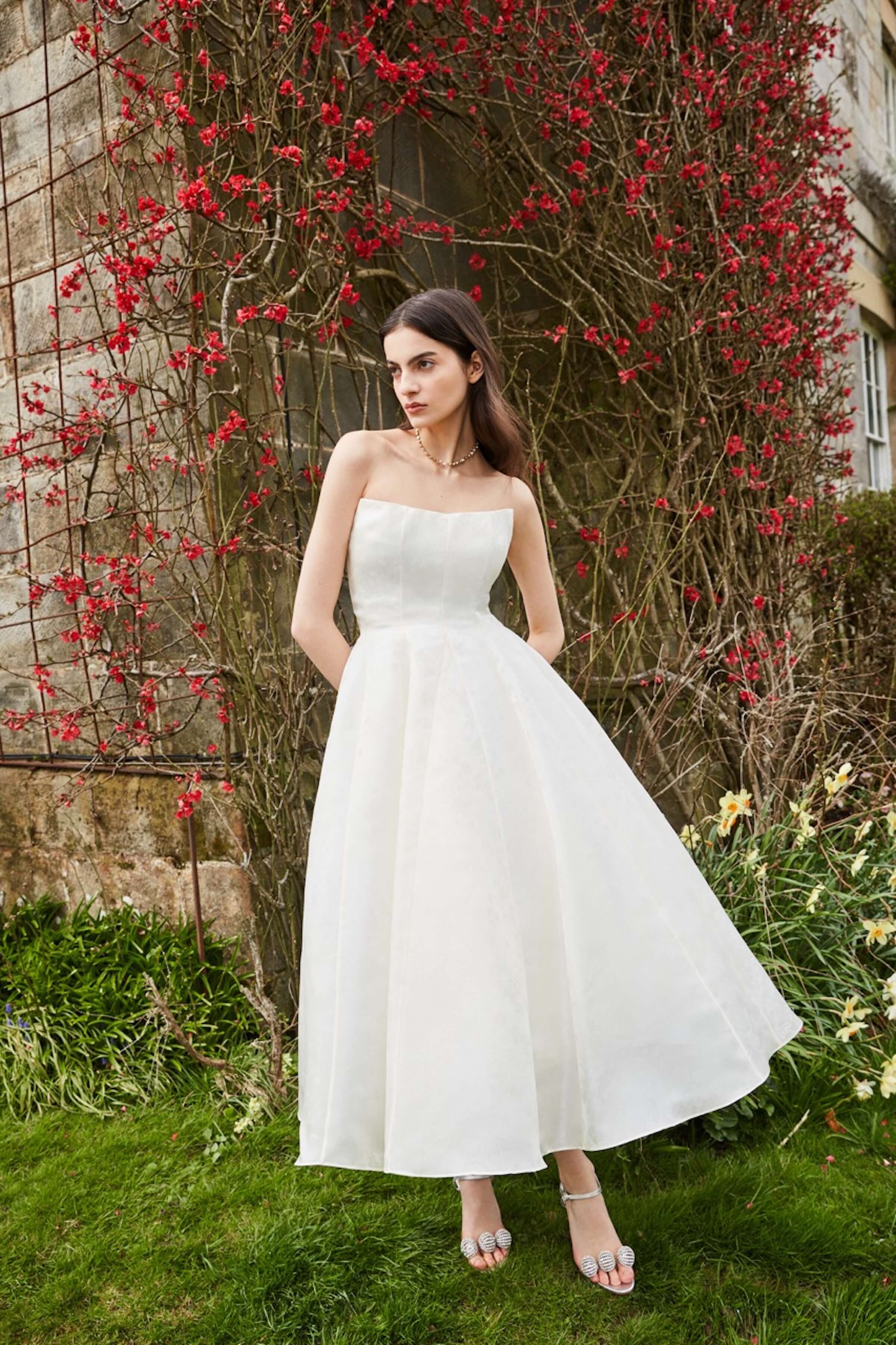 white jacquard dress